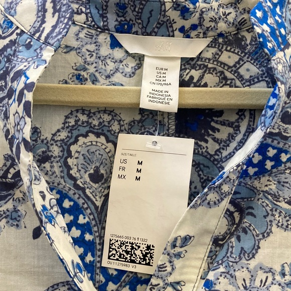 H&M Paisley V-Neck Tiered Dress w/ Gold-Tone Buttons 100% Cotton P2P 21 in. - Picture 9 of 11